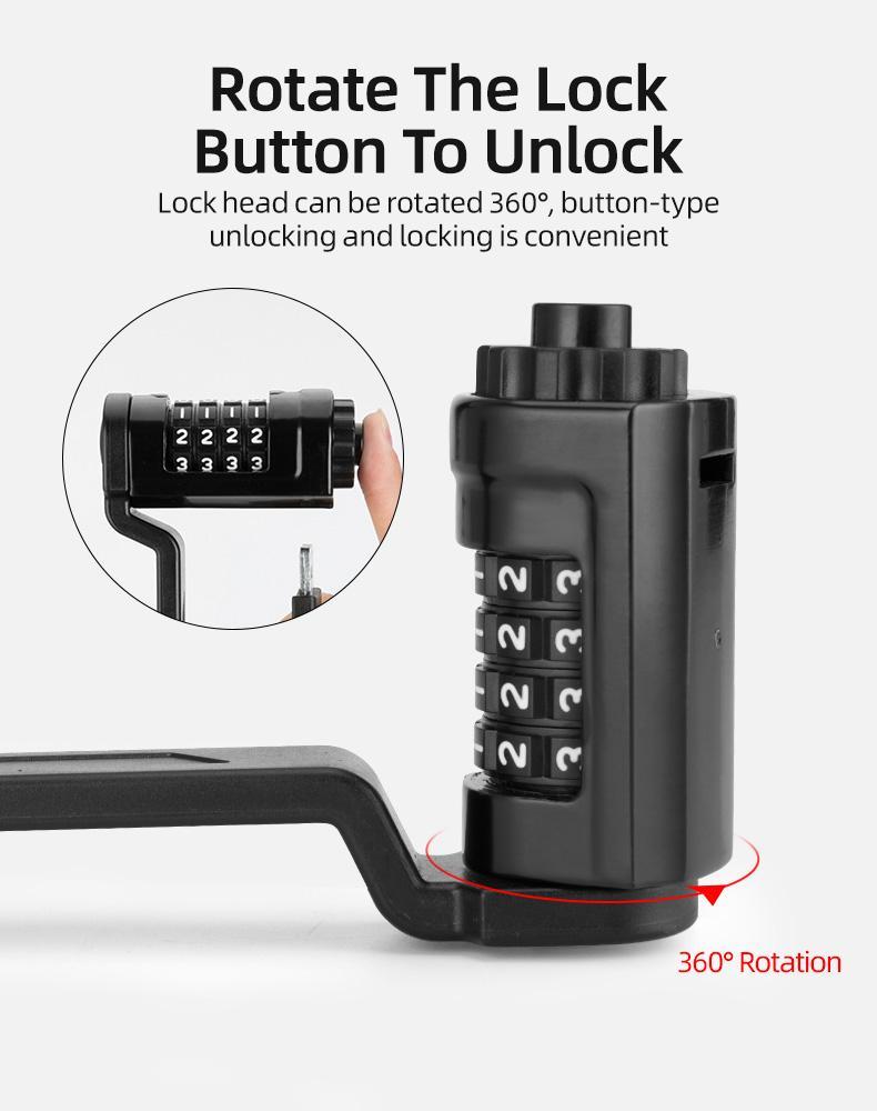 ROCKBROS Folding Bike Lock Combination Bike Lock with Mount Electric Bike Lock Heavy Duty Anti Theft Bicycle Locks with Mounting Bracket 4-Digit Foldable Bike Lock