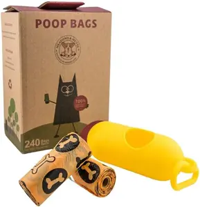 MEADOWS & MUTTS Dog Poop Bags with Dispenser - 240 Count Compostable Biodegradable Plant Based Pet Waste Bags | Leak Proof Extra Thick | Lavender Scented Eco-Friendly Puppy Poop Bags outdoorfun