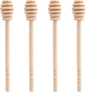 4 Pcs (6.3 Inches) Wooden Honey Mixing Stirrer Honey Dipper Sticks Honey Comb Stick Honey Spoon Collecting Dispensing Drizzling Jam