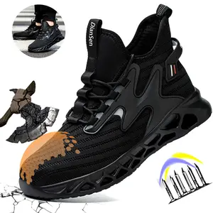 Work Sneakers Steel Toe Shoes Men Safety Shoes Puncture-Proof Work Shoes Fashion Indestructible Footwear Security light Breathable boot Mesh workout sneaker industrial construction