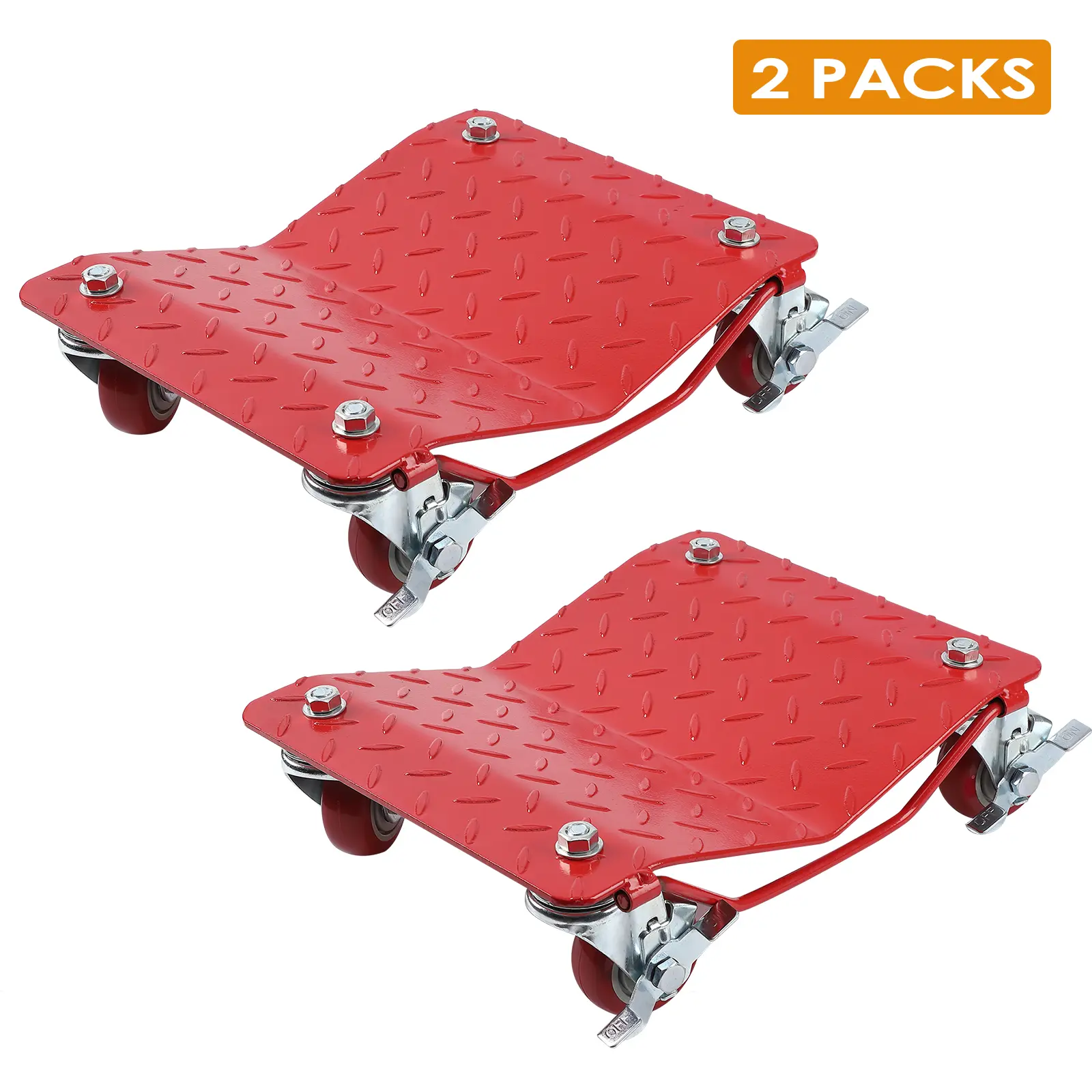 Car Dolly Set,2/4 Pcs, 1500 LBS Capacity Each Wheel Dolly, Heavy Duty Tire Cart Moving Cars with 360° Rotational Wheel, Red