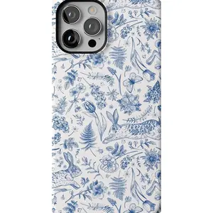 Cute Bunny Floral Tough Case for iPhone 11–17 Series: all models standard, Pro, Pro Max, Plus Bold Protective Shockproof Phone Cover MagSafe Compatible Aesthetic Gift for Women