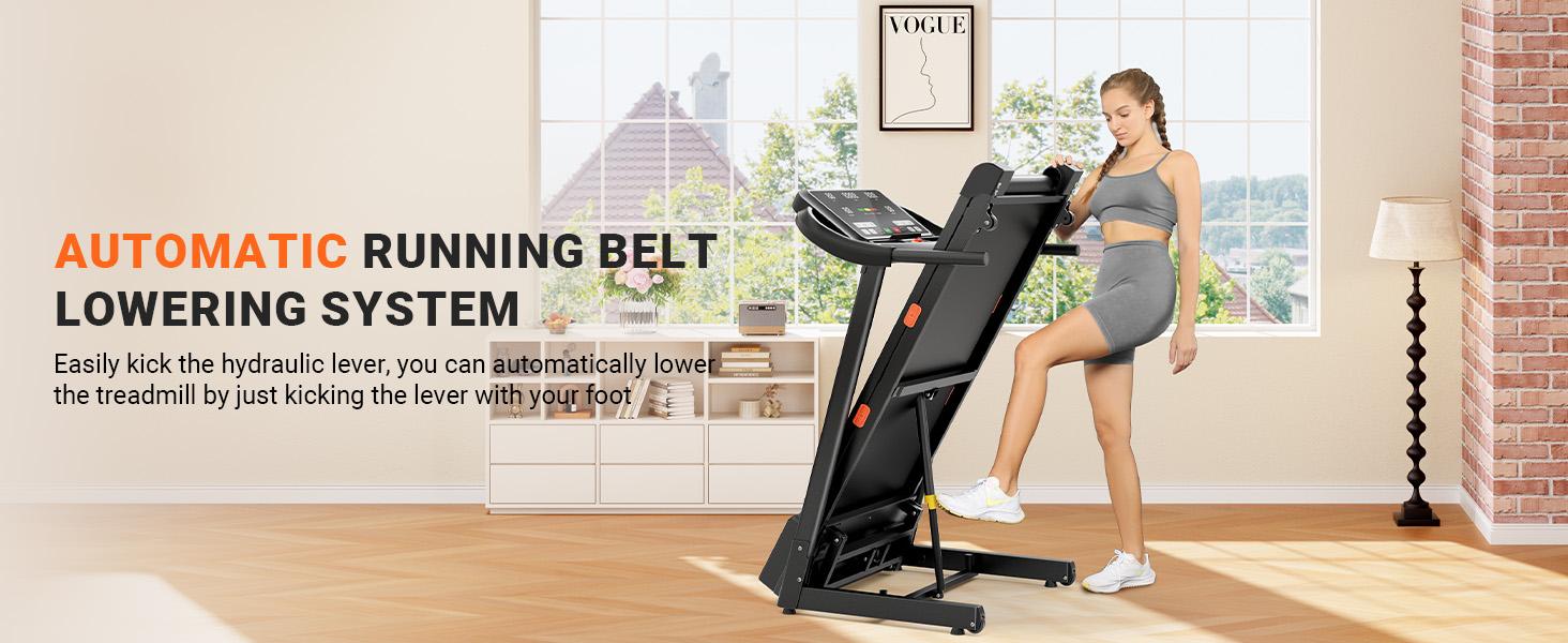 0-12% Incline Treadmill for Running and Walking, 300 lbs Capacity Treadmill with Auto Incline, Wide Belt, 3.0HP, 18" LED Screen, 2 Layers Shock-Absorbing Red