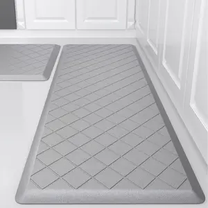Cushioned Kitchen Mat 2 count, Anti  Kitchen Rugs, Heavy Duty Non-Skid,  Comfort  Kitchen Floor Mat for Home, Office, Sink, Laundry - Grey