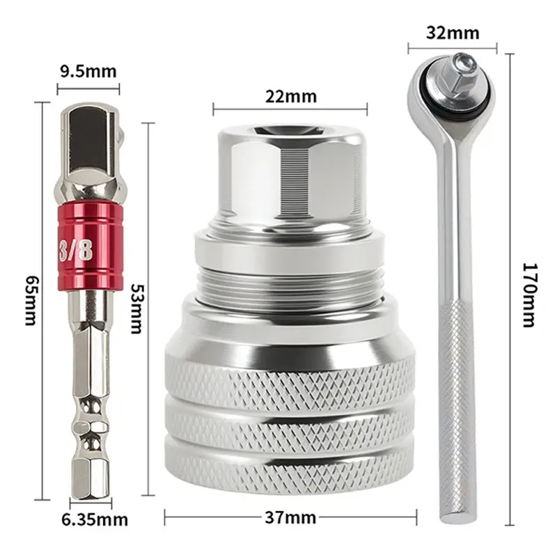 Self-Adjusting Universal Socket Wrench – 3/8" Drive, Multi-Size Grip for Nuts & Bolts, Heavy-Duty Extension Tool for Tight Spaces