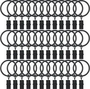 36 Pack Curtain Rings with Clips, Drapery Clips with Rings, Hangers Drapes Rings, Drapery Rings 1.26 inch, Fits up to 1 inch Diameter Curtain Rod, for Hanging Drapes Bows Hat and So On