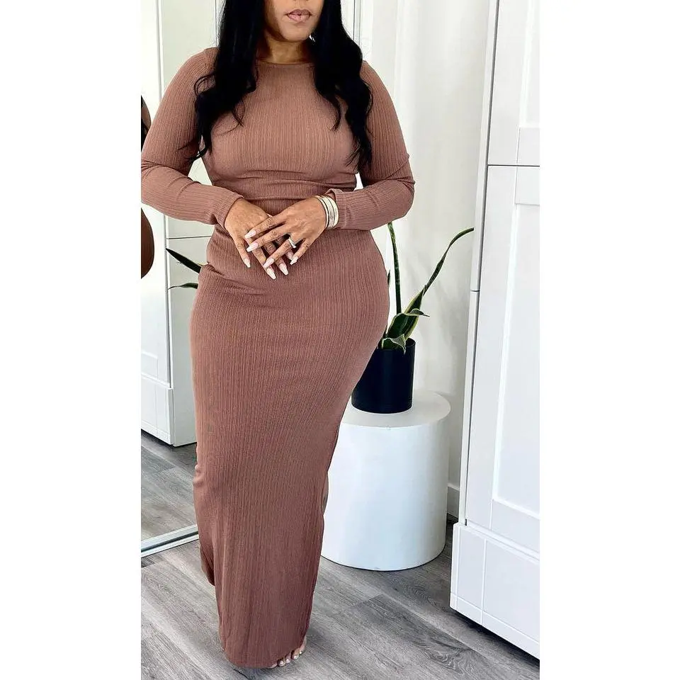 Kaor - Mocha Ribbed maxi dress