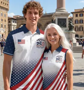America 250th Anniversary Polo Shirt 1776-2026 Semiquincentennial Patriotic Golf Shirt For Men Women USA Flag July 4th Commemorative Shirts Vintage Graphic Apparel Heavyweight Cotton Casual Summer Streetwear Comfort Fit Fourth Of July Parade Tops
