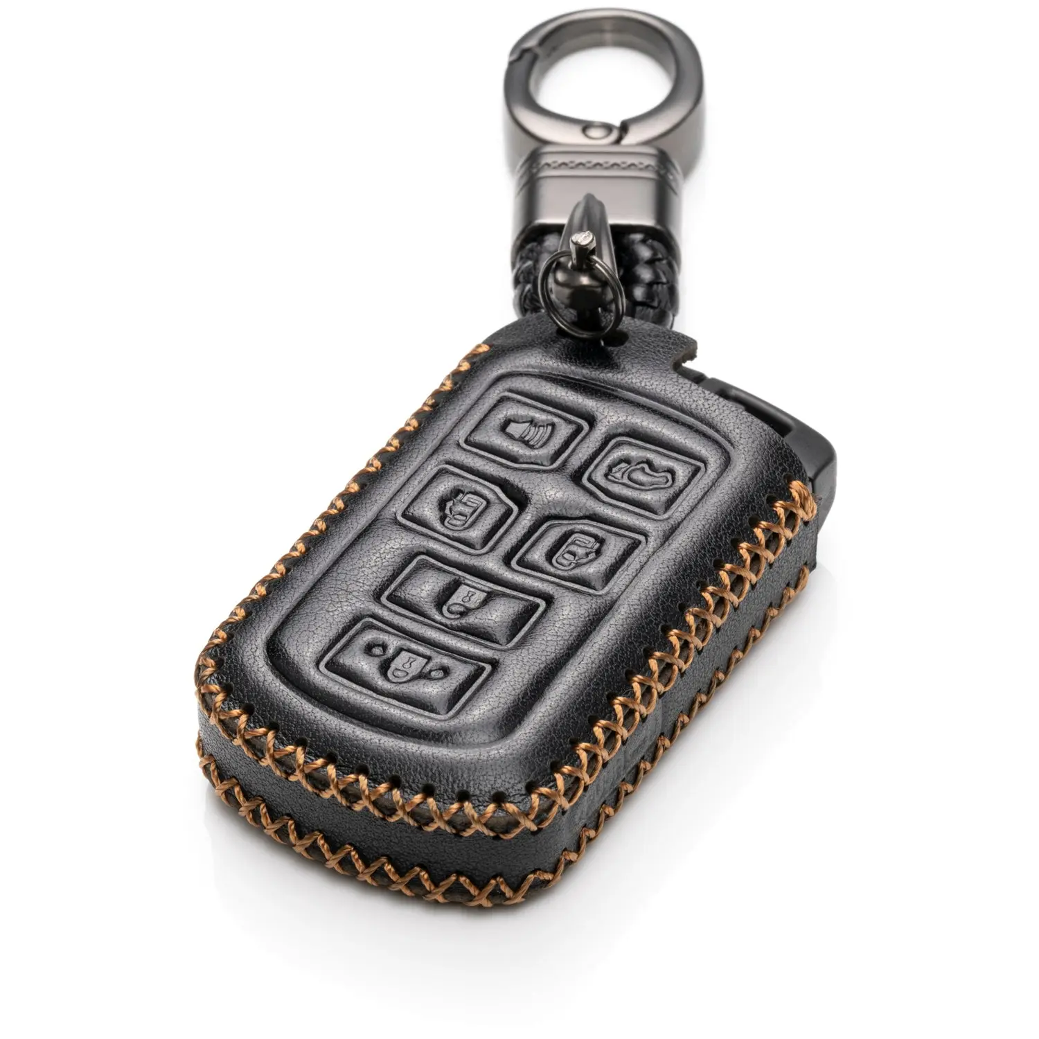 Vitodeco Genuine Leather Smart Key Keyless Remote Entry Fob Case Cover with Key Chain Compatible with Toyota Sienna (2011 - 2020 Models) - 6 Buttons