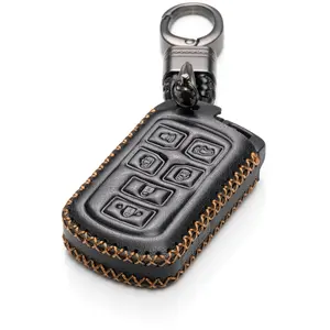 Vitodeco Genuine Leather Smart Key Keyless Remote Entry Fob Case Cover with Key Chain Compatible with Toyota Sienna (2011 - 2020 Models) - 6 Buttons