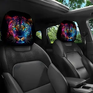 2pcs 11x10.2 Inch Neon Leopard and Glow Eyes Car Headrest Covers, Universal, Easy to Install and Durable, Ideal Car Interior Seat Accessories, Car Seat Decorative. Suitable for daily travel,Great Gifts for Car Enthusiasts and Holiday Presents 1.23LYY-3