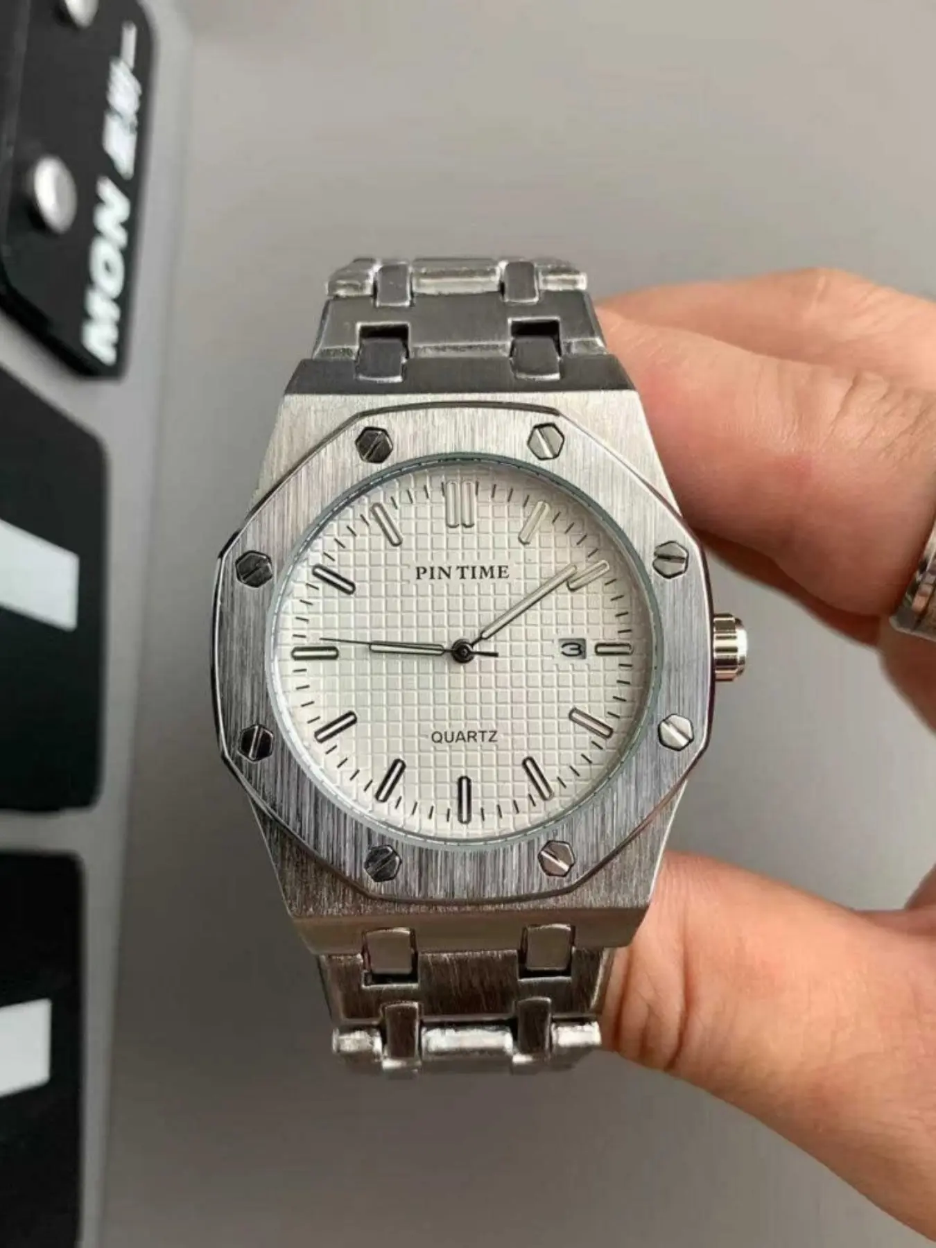 Men's Quartz Watch, Classic Royal Oak Design, Waterproof Night Light Calendar, Stainless Steel Strap, Casual Business Watch