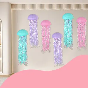 6 Pack Jellyfish Paper Lanterns Half Circle Jellyfish Colored Film Paper Lantern Hanging Jelly Fish Paper Lanterns for Under The Sea Party Decorations Beauty & Personal Care