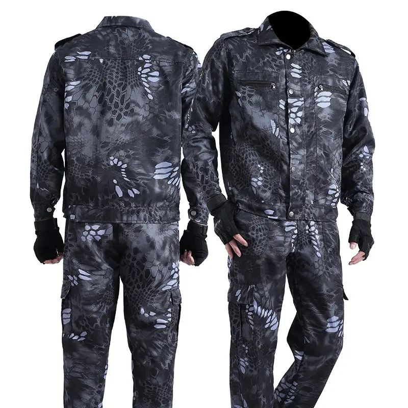 Men's Workwear Uniform Set, Durable Black Hawk Camouflage Jacket and Pants with Tool Pockets, Breathable Fabric and Adjustable Fit, Black Hawk Suit, Clothes, Multi-Size, Machine Washable, Desert Set, Menswear, Matching, Outdoor, Outfits, Practical