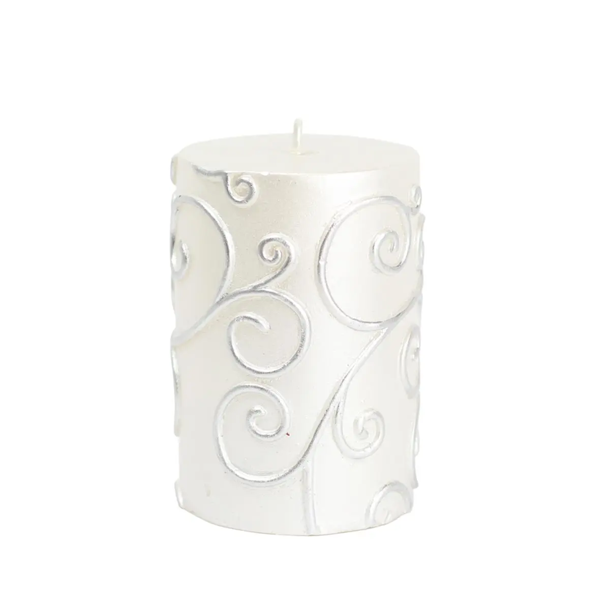 Jeco CPZ-067-12 Traditional 3x4 in. White Scroll Pillar Candles, 12-Piece Set Pack - 100% Handmade, 30 Hours Burn, Clean Cotton Wick, Home Decor Accent for Rooms & Shelves