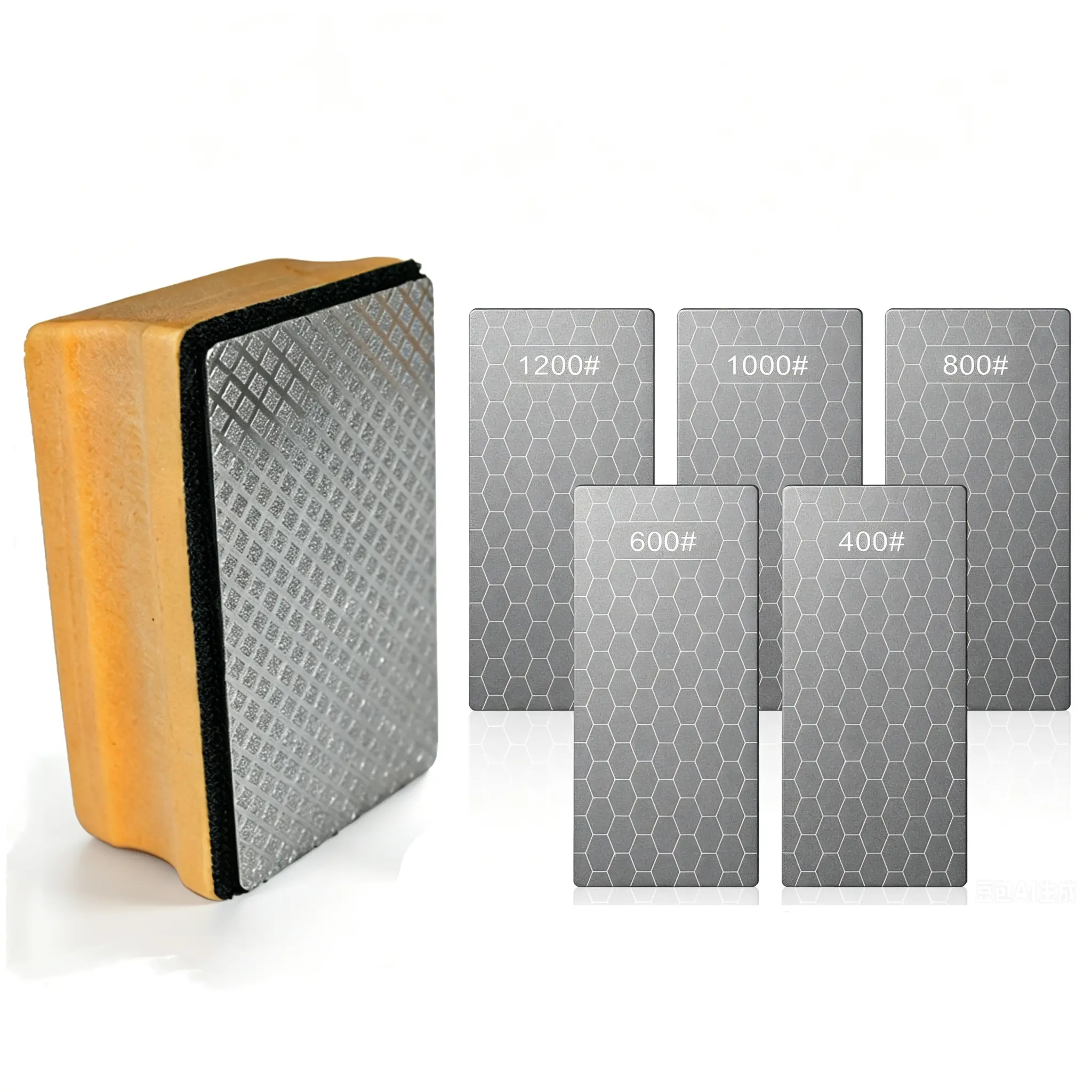 5-Piece Interchangeable Diamond Hand Polishing Pad Set for Tiles and Glass (Grit Sizes: 60#, 120#, 240#, 400#, 1000#)