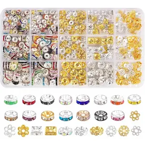 610 count Rondelle Spacer Beads for  Making, Colorful Rhinestone Spacer Beads for Beaded Pens,  Bead Spacers for Bracelets, Pens, DIY Crafts(6mm, 8mm, 10mm)