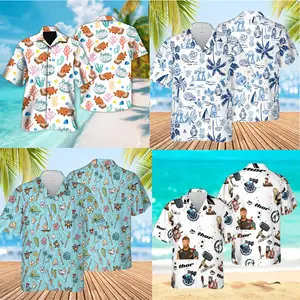 Cartoon Hawaiian Shirt, Tropical Fish Aloha Shirt, Fantasy Dragon RPG Beach Shirt, Family Vacation Outfit, Anime Inspired Button Up, Summer Travel Shirt, Gift for Gamers