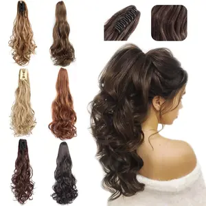 Wavy Curly Claw Clip Ponytail Hair Extensions - Natural Synthetic Hairpiece for Women & Girls, Perfect for Daily Use or as a Christmas Gift