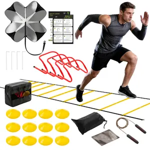 Agility Ladder Training Set with Speed Parachute, Hurdles, Cones, Jump Rope, Athletic Speed & Coordination Workouts Equipment