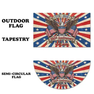 1776 2026 USA 250th Anniversary Patriotic Eagle Combo Garden Flag And Semicircular Flag, American Pride Celebration Bunting For Citizens, Decorations for Outdoor, Indoor, Yard, Garden, Porch, Lawn, Independence Day Commemorative Gift | 060426.R0749.ID01