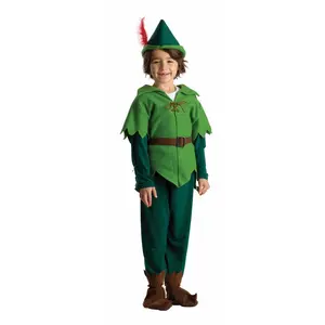 Peter Pan Costume For Kids - Fairy Tale Boys Costume with Shirt, Pants, Hat, Belt & Shoe Covers For Halloween, Role Play , Pretend Play Fun, Theme Party & Cosplay