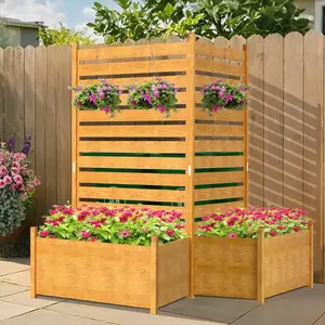 ABORON Air Conditioner Fence, Outdoor Decorative Fences with Planter Box, Trash Can Privacy Screens for Outside, Pool Equipment Enclosure Panels No Dig