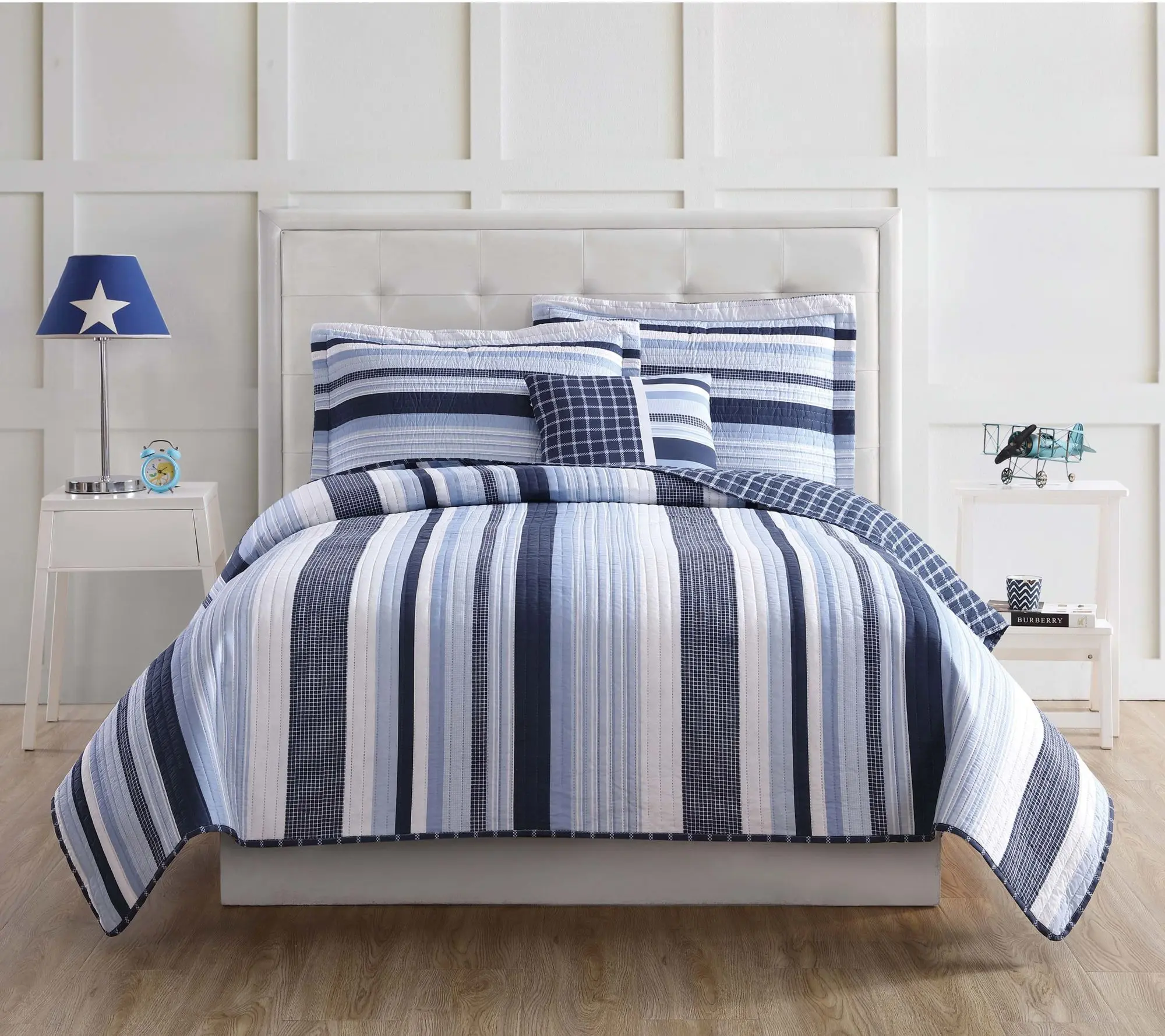 My World Mason Stripe Full Quilt Set