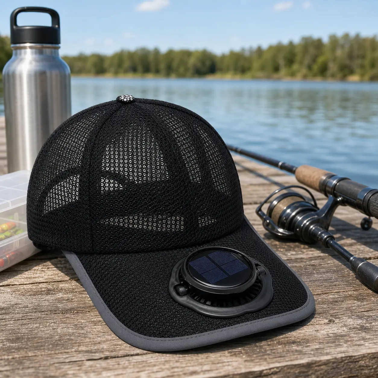 Unisex Cooling Baseball Cap with Recharge Solar & USB Power, Acrylic Fiber Sun Hat with 3-Speed Fan and Extended Brim for Biking & Golf, 18Cm Extended Brim