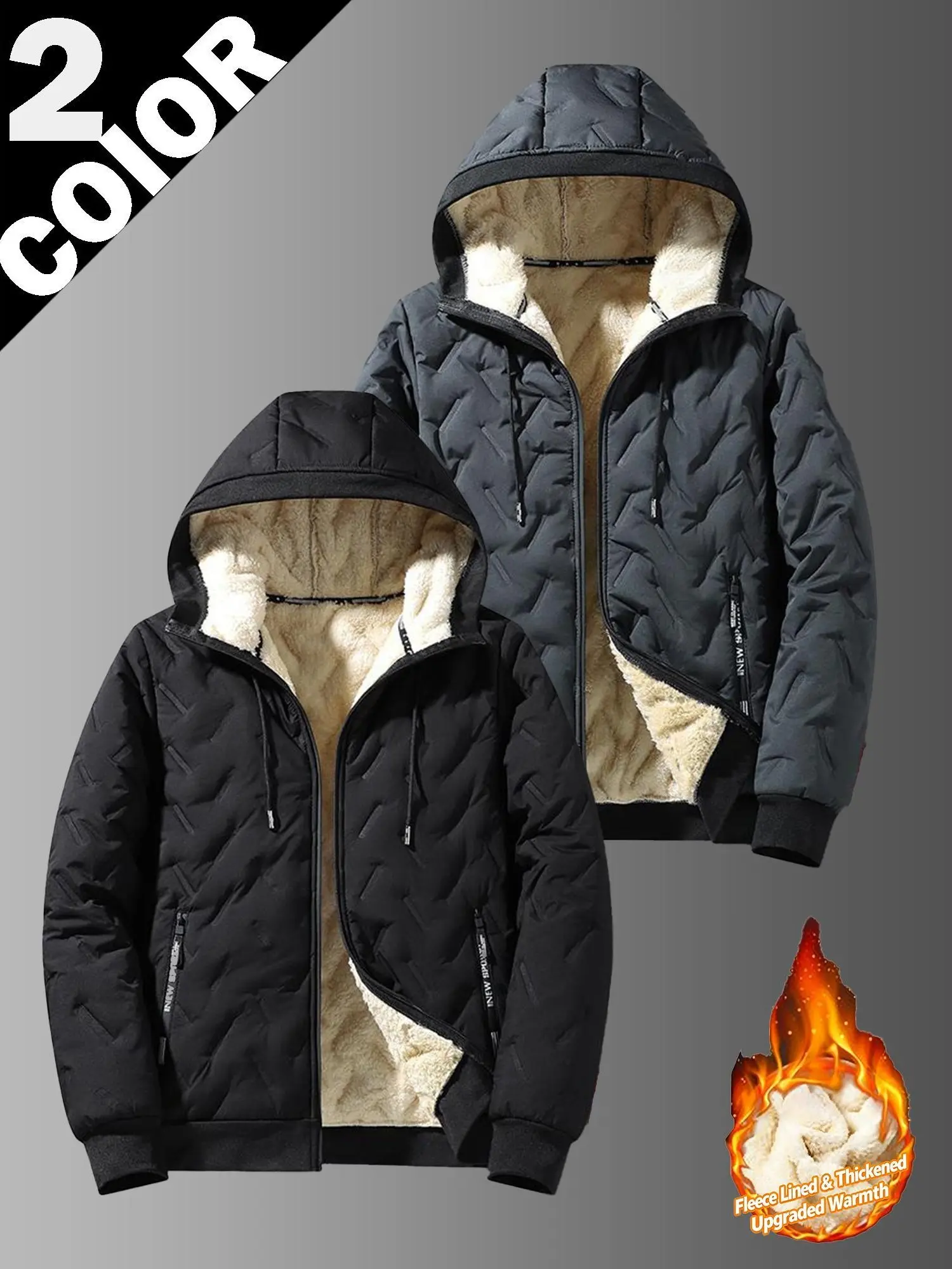 2026 New Men's Plaid Hooded Jacket, Thick Fleece Lined Warm Zip Up Hoodie, Long Sleeve Soft Cotton Blend Casual Coat, Vintage Buffalo Plaid Oversized Thermal Outerwear for Autumn Winter Daily Street Wear
