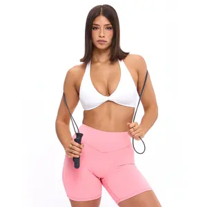 Twisted Halter Sports Bra - White