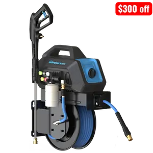 BluShield HumpBack 3000PSI All-in-One Pressure Washer System, Auto-Retractable Hose Reel, Industrial Pump, Accessories