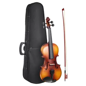 Violin 3/4 Size for Adults, Violin Fiddle Set for Beginners with Hard Case, Rosin, Bow, Shoulder Rest, Bridge, Tuner and Extra Strings, Professional Musical Instruments for Student (Brown)