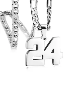 Men's Stainless Steel Sports Number Necklace, Baseball/basketball/football Team Inspired Jewelry, Athlete Pendant Chain Accessory