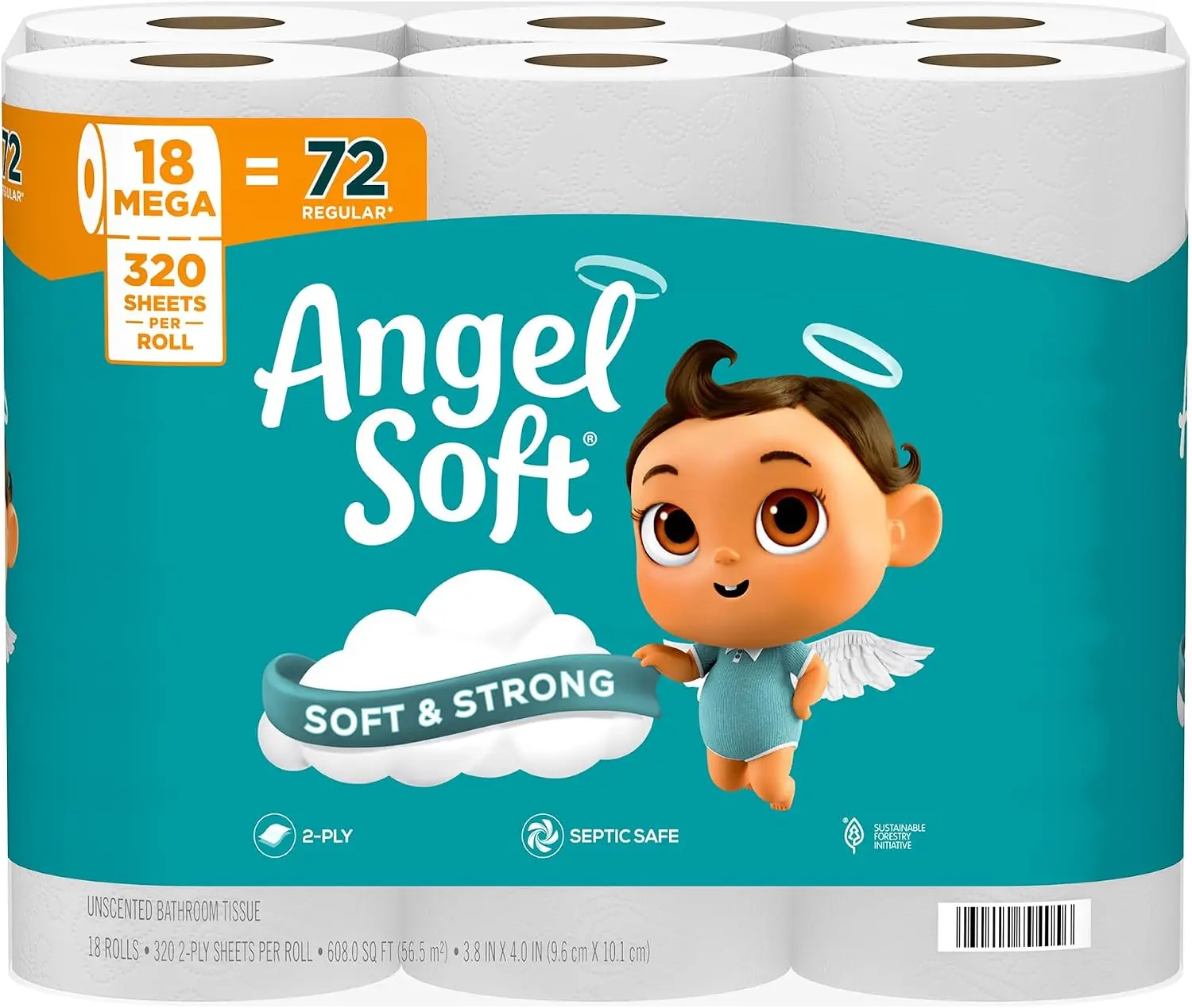 Soft and Strong Toilet Paper, 18 Mega Rolls Equals 72 Regular Rolls, Bathroom Tissue