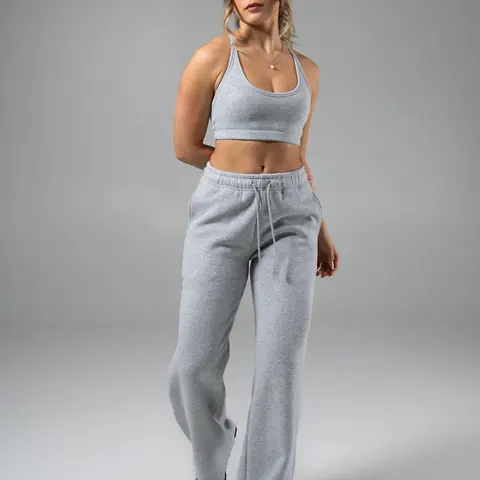Plush Fleece Straight Leg Sweat Pant - Heather Grey