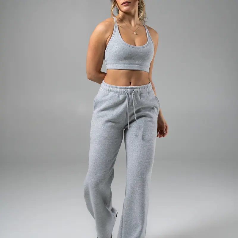 Plush Fleece Straight Leg Sweat Pant - Heather Grey