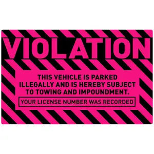 50 Parking Violation Stickers,5 x 8 inch Violation -  Illegally Parked, Subject to Towing/Impoundment Parking Violation Stickers with Permanent Adhesive, Fluorescent