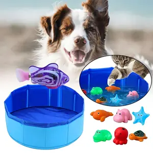 Cat Water Toy - Cat Pool with Interactive Fish Toys, Fish Bowl Cat Toys for Indoor Bored Cats Interactive Cat Toys for Indoor Cats, Blue