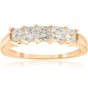1ct Princess Cut Diamond Anniversary 14K Gold Ring
