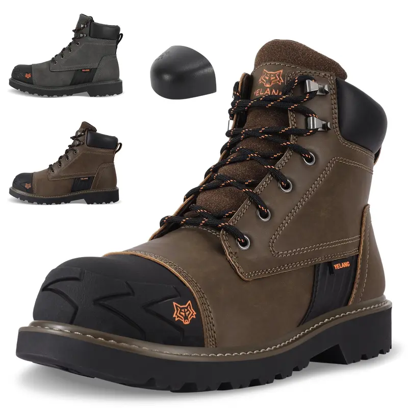 Steel Toe Safety Work Boot for Men Slip Resistant Puncture 6 Inch For Industrial Construction Outdoor Boy Closed Women Walking Shoes