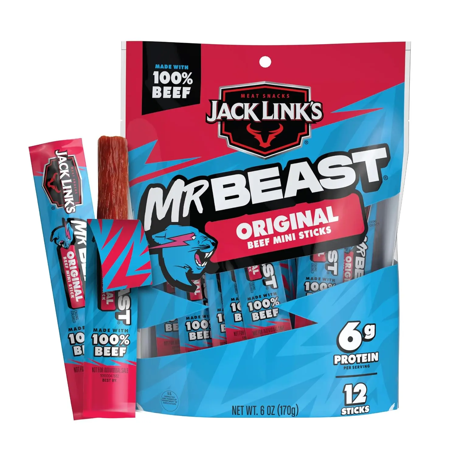 Jack Link's MrBeast Mini Beef  Sticks - 12 Sticks
