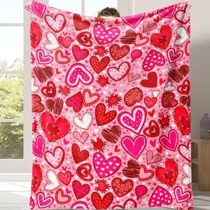 Countdown Sale!Valentine's Day Gift Red Heart Throw Blanket - Super Soft Fluffy flannel Blanket for Couples，Applicable throughout the four seasons，A suitable gift for a lover, parents or children, expressing a kind of affection towards them.
