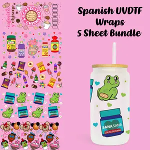 Spanish UVDTF 160z Libby Glass Cup Wrap Bundle of 5