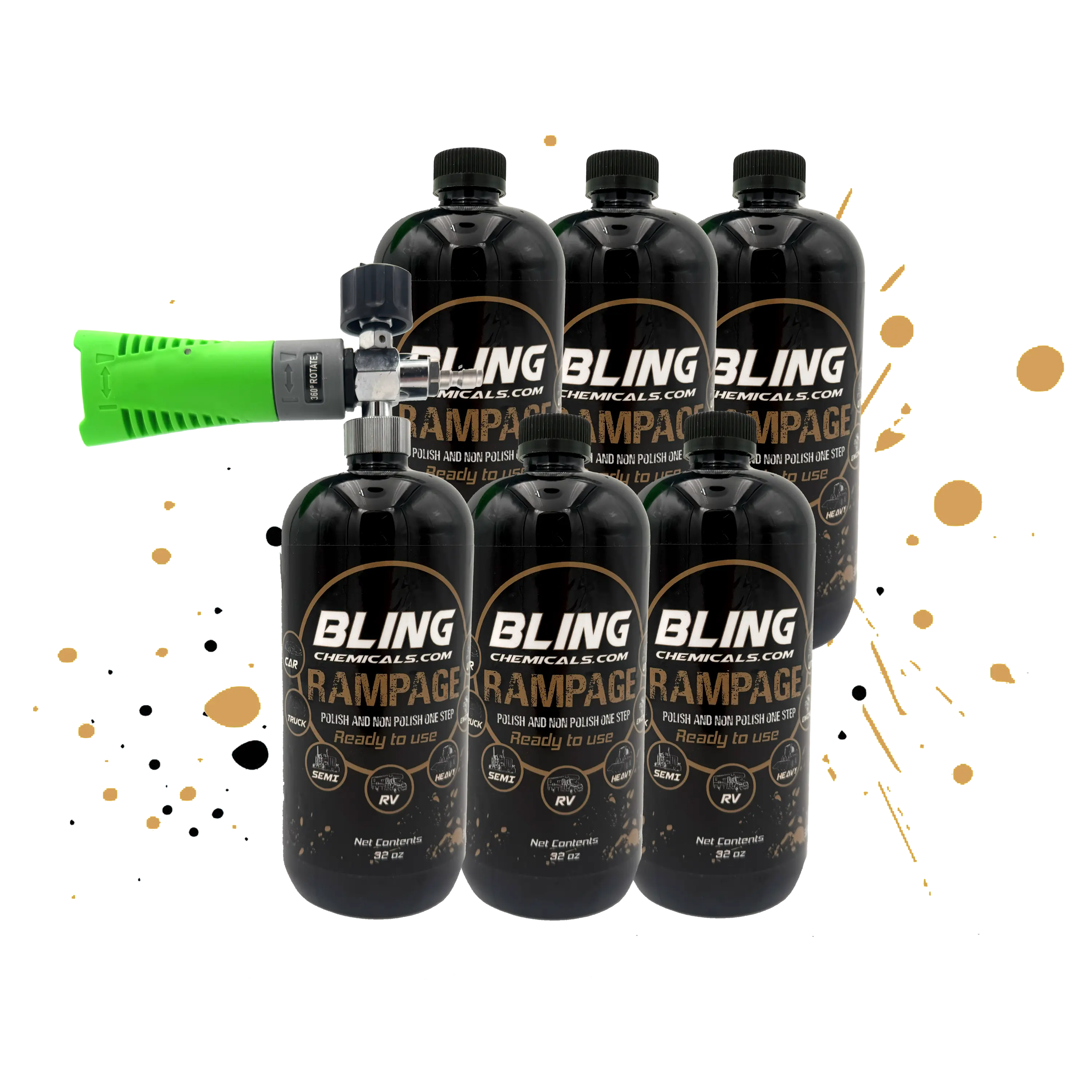 6- 32 oz bottles with RZR back foam cannon 