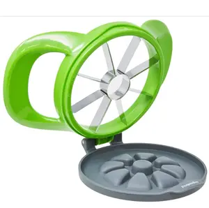 Progressive International Prepworks Wedge and Pop Apple and Pear Slicer, 8 Slices, Attached Safety Cover Protect Fingers while In-Use and Blades while in Storage,Gray/Green Kitchen Utensils Corer Plastic