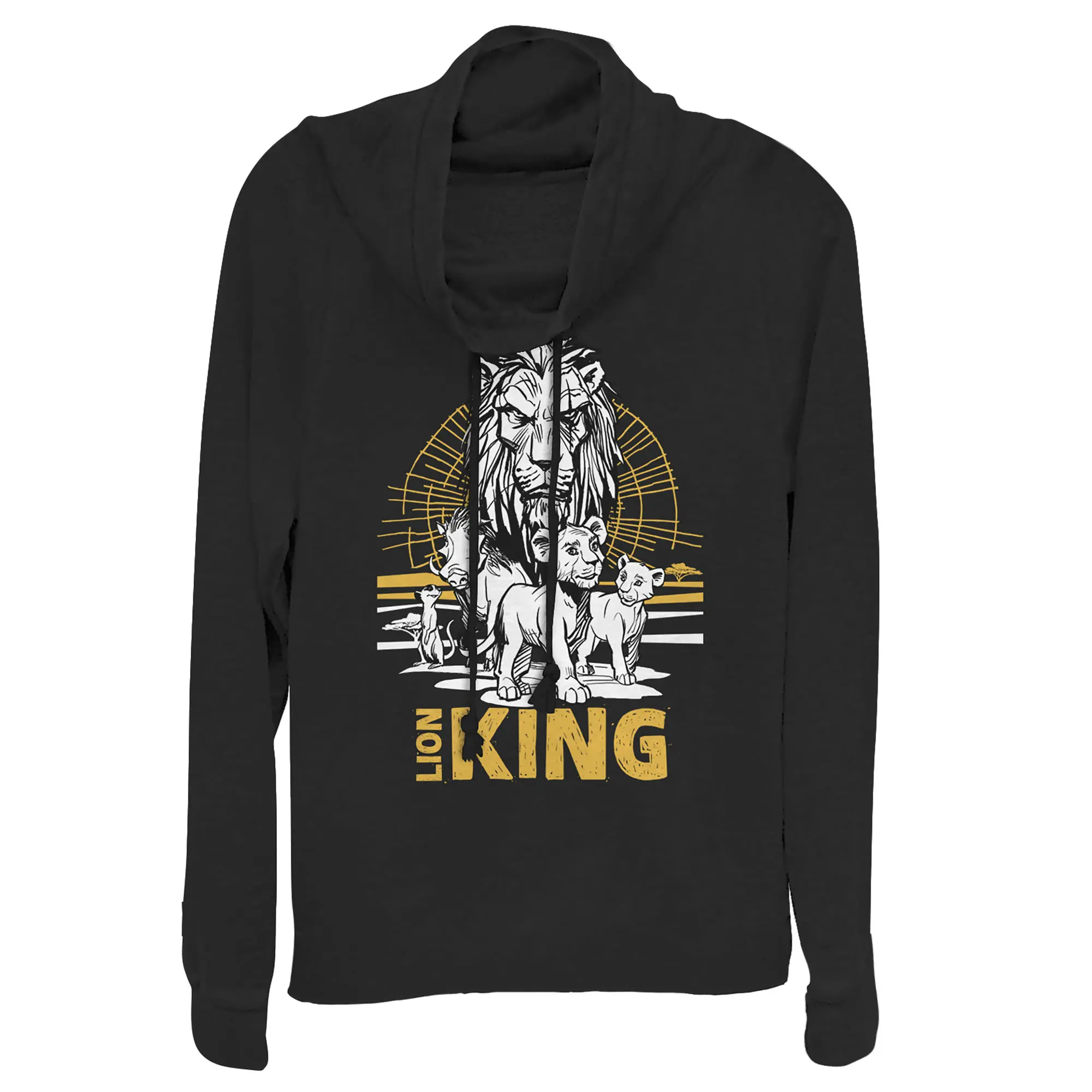 Juniors Womens Lion King Savannah Sunset Crew Cowl Neck Sweatshirt