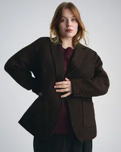 Kidjo Tailored Wool Jacket - Black/Brown Herringbone