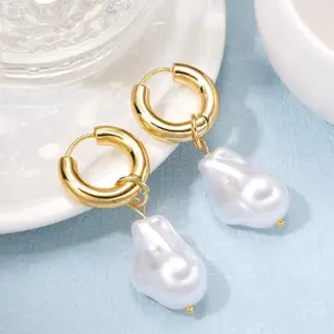 The Audrey Hoops - 18K gold-plated alloy and faux pearls