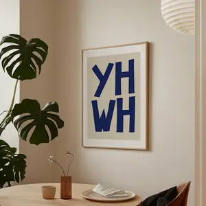 Yahweh YHWH Jesus Art Prints Retro Christian Poster Trendy Modern Bible Sketch Mid Century Christian Retro Kitchen Decor Aesthetic God Letter-  No Frame .